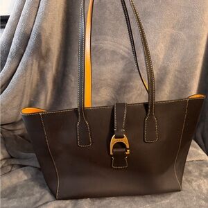Dooney & Bourke Black Tote with Orange Accents